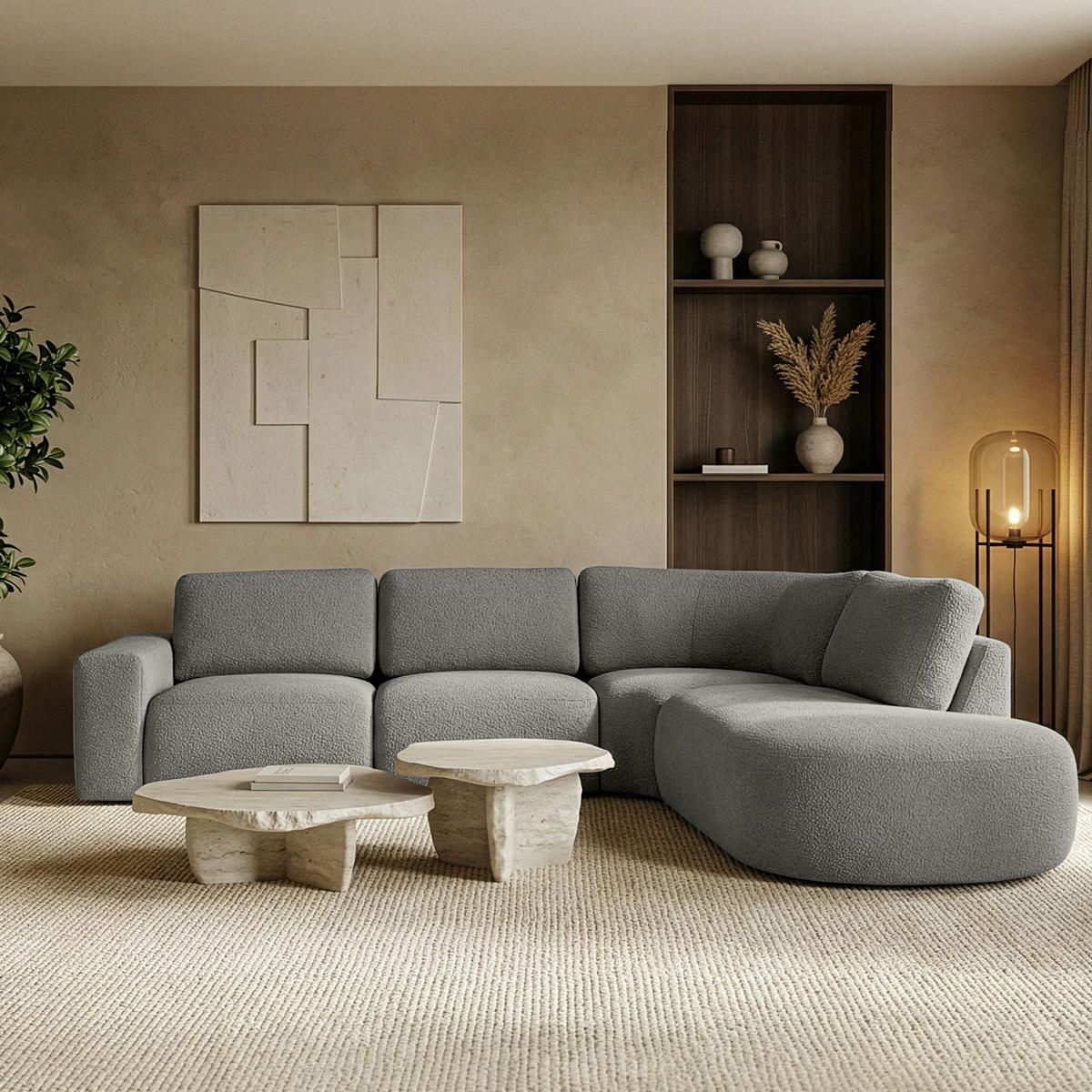 ECKSOFA RECHTS ZUCCO, Dunkelaschgrau - Dunkelgrau, Holz/Holzwerkstoff (304/293cm) - KONSIMO®