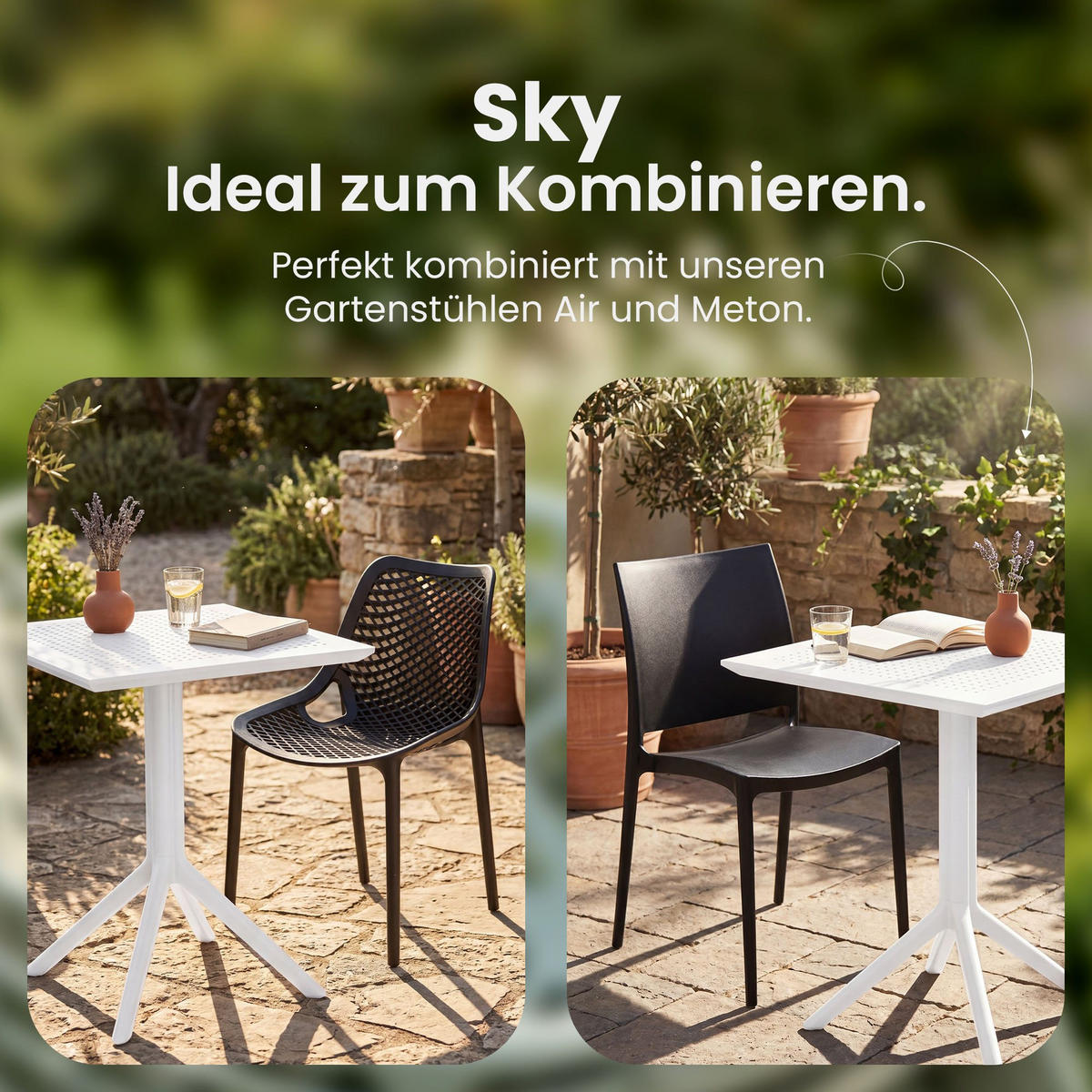 GARTENTISCH eckig 60/60/74 cm Kunststoff weiß - Weiß, Kunststoff (60/60/74cm) - CLP