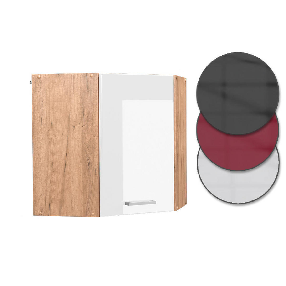 ECKHÄNGESCHRANK R-Line Weiß Hochglanz 57 cm - Honigeiche/Weiß Hochglanz, Holzwerkstoff (57/60/34.1cm) - Vicco