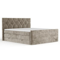 BOXSPRINGBETT Toma Beige 200/200 cm - Beige/Schwarz, Holz/Holzwerkstoff (200/200cm) - Maison de Reve