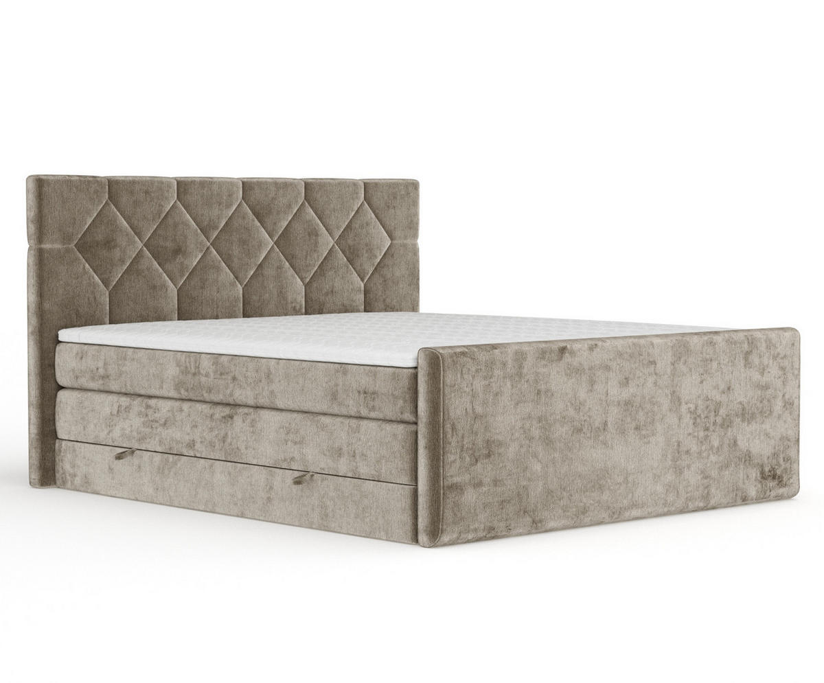 BOXSPRINGBETT Toma Beige 200/200 cm - Beige/Schwarz, Holz/Holzwerkstoff (200/200cm) - Maison de Reve