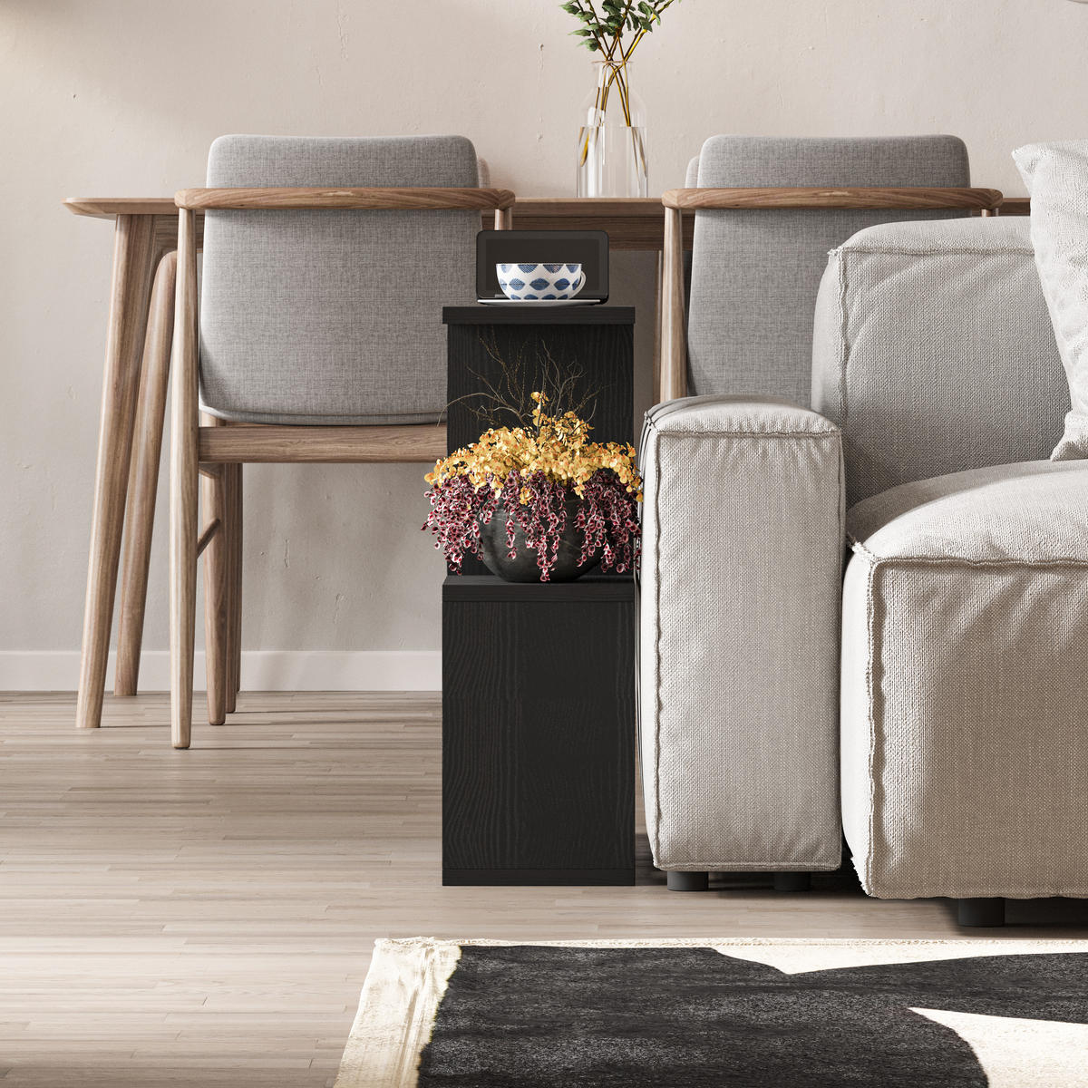 BEISTELLTISCH Homemania Schwarz Holz 60/20/60 cm - Dunkelgrau, Holzwerkstoff (19.6/60/59.4cm) - Decortie