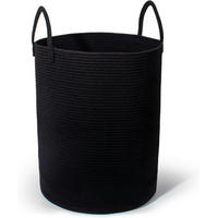 WÄSCHEKORB mit Henkel geflochten Schwarz D 38 x H 50 CM - Schwarz, Textil (38/50/38cm)