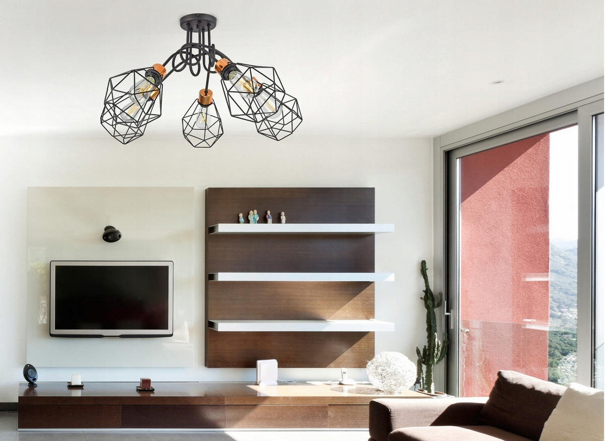DECKENLEUCHTE EDISON II - Goldfarben/Schwarz, Metall (75/75/45cm) - kiki design