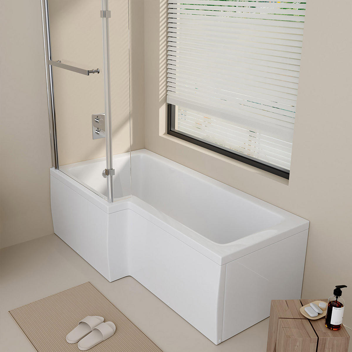 BADEWANNE ELARA - Seitenauslage: Rechts - Weiß, Keramik (170/53/85cm) - Home Deluxe