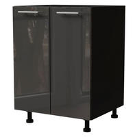 KÜCHENUNTERSCHRANK Essen D11/60 Graphit Hochglanz / Schwarz Matt 60 / 50 / 82cm - Schwarz/Graphitfarben, Holz/Holzwerkstoff (60/82/50cm) - Feldmann-Wohnen