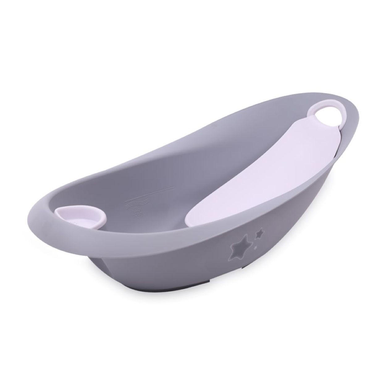BABYBADEWANNE Sterne 87 cm Griff Neugeborenen-Einsatz Seifenablage - Grau, Kunststoff (45/87cm) - Lorelli