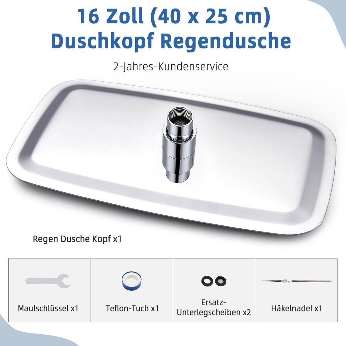 DUSCHKOPF Regendusche Edelstahl 40 x 25 cm Chrom - Silberfarben, Metall (25/12.7/40cm)