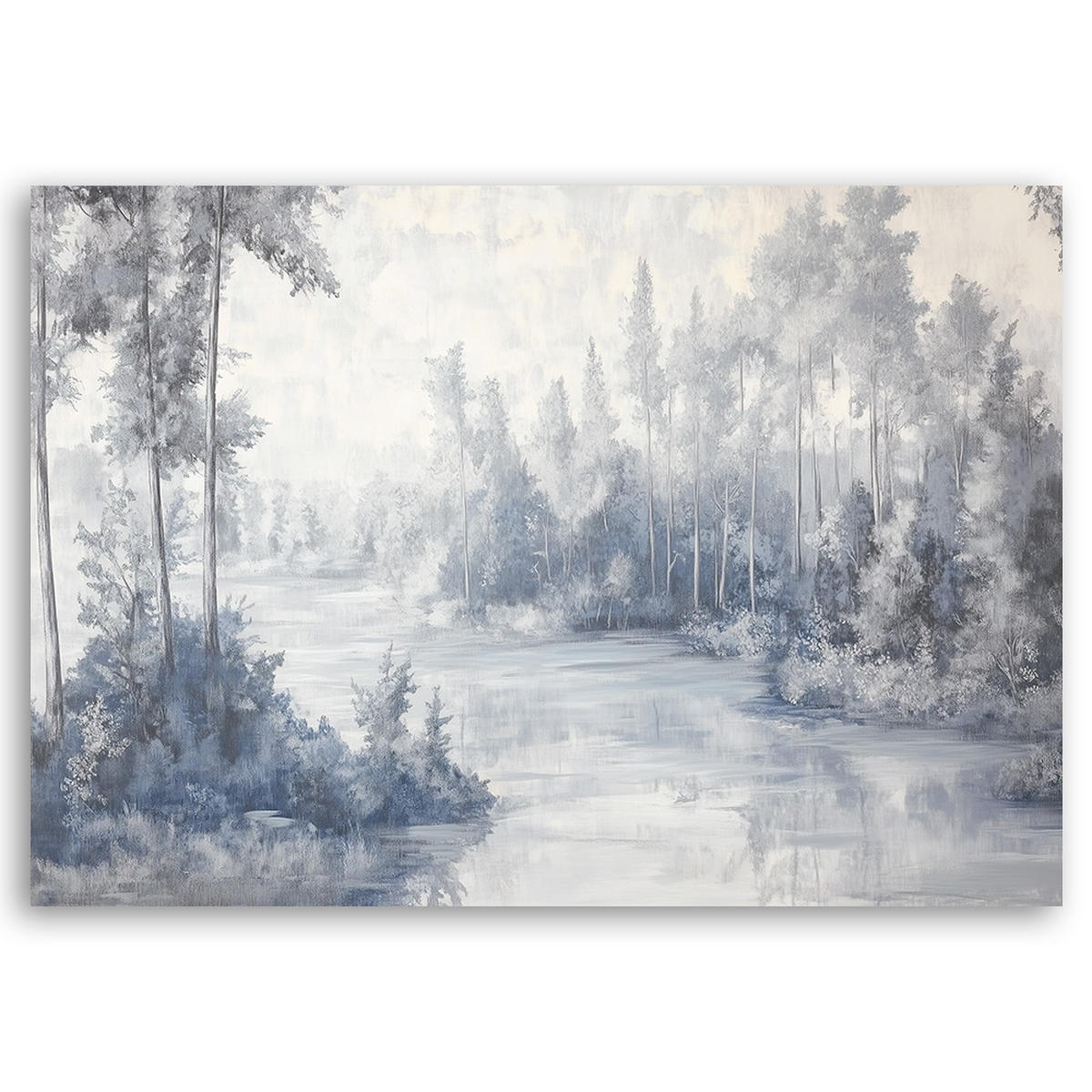 WANDBILD fluss natur bäume - Blau, Textil (60/40cm) - Feeby