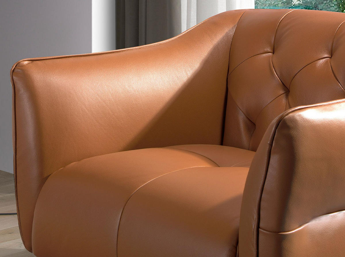 CHESTER Sessel Leder braun Erde Ton - Edelstahlfarben/Dunkelbraun, Leder/Metall (103/77/95cm) - ANGEL CERDA