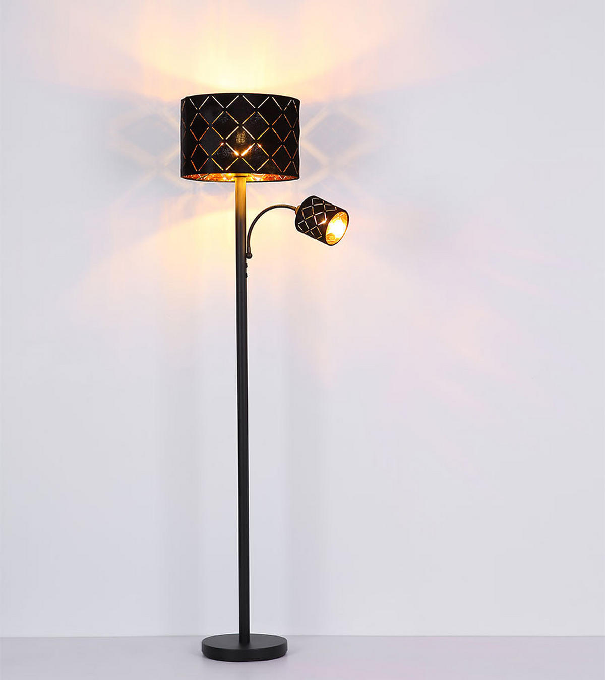 LED STEHLEUCHTE SUNNA Schwarz Gold - Schwarz, Metall (35/35/162cm) - Globo Lighting