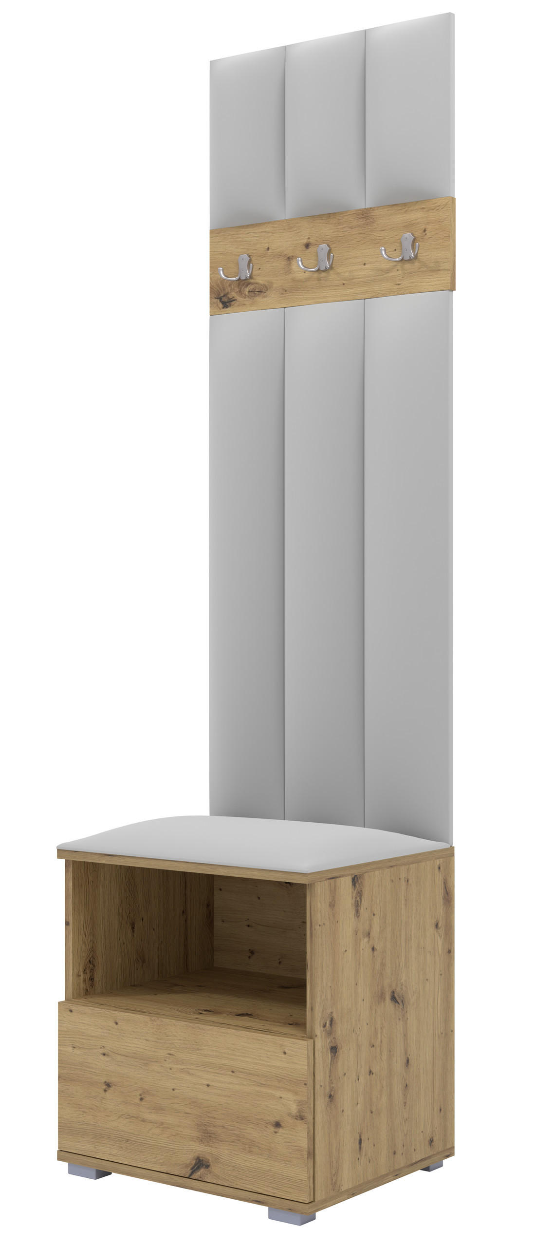 Ravio Gepolstert Eiche Artisan, Hellgrau 50x187x40 cm