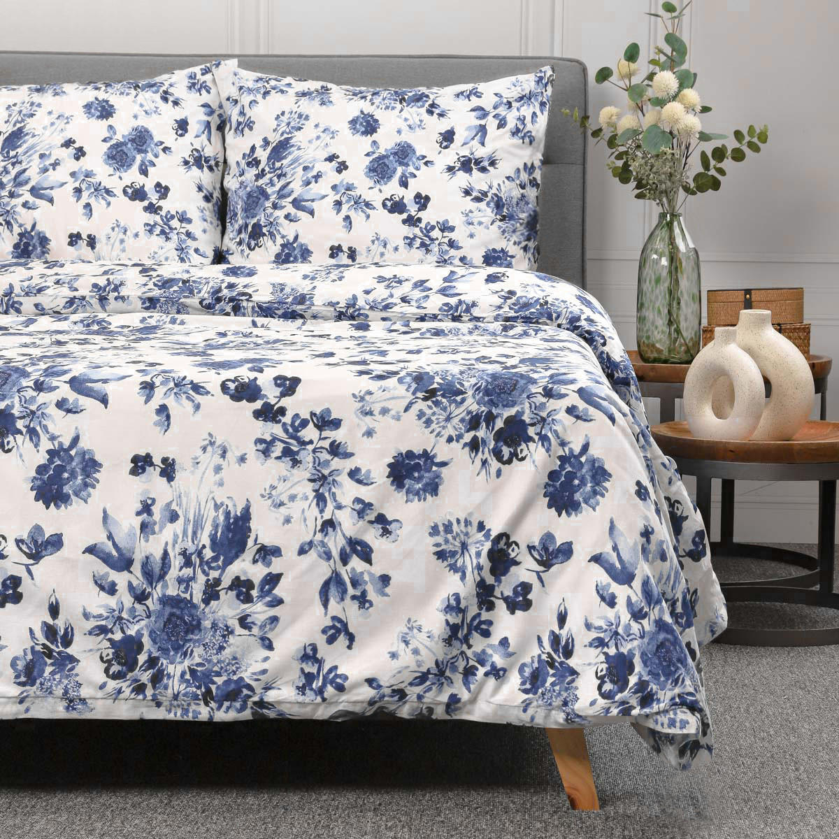 BETTWÄSCHE Sorli Baumwolle blau 160/200 cm - Blau, Textil (160/200cm) - Homla