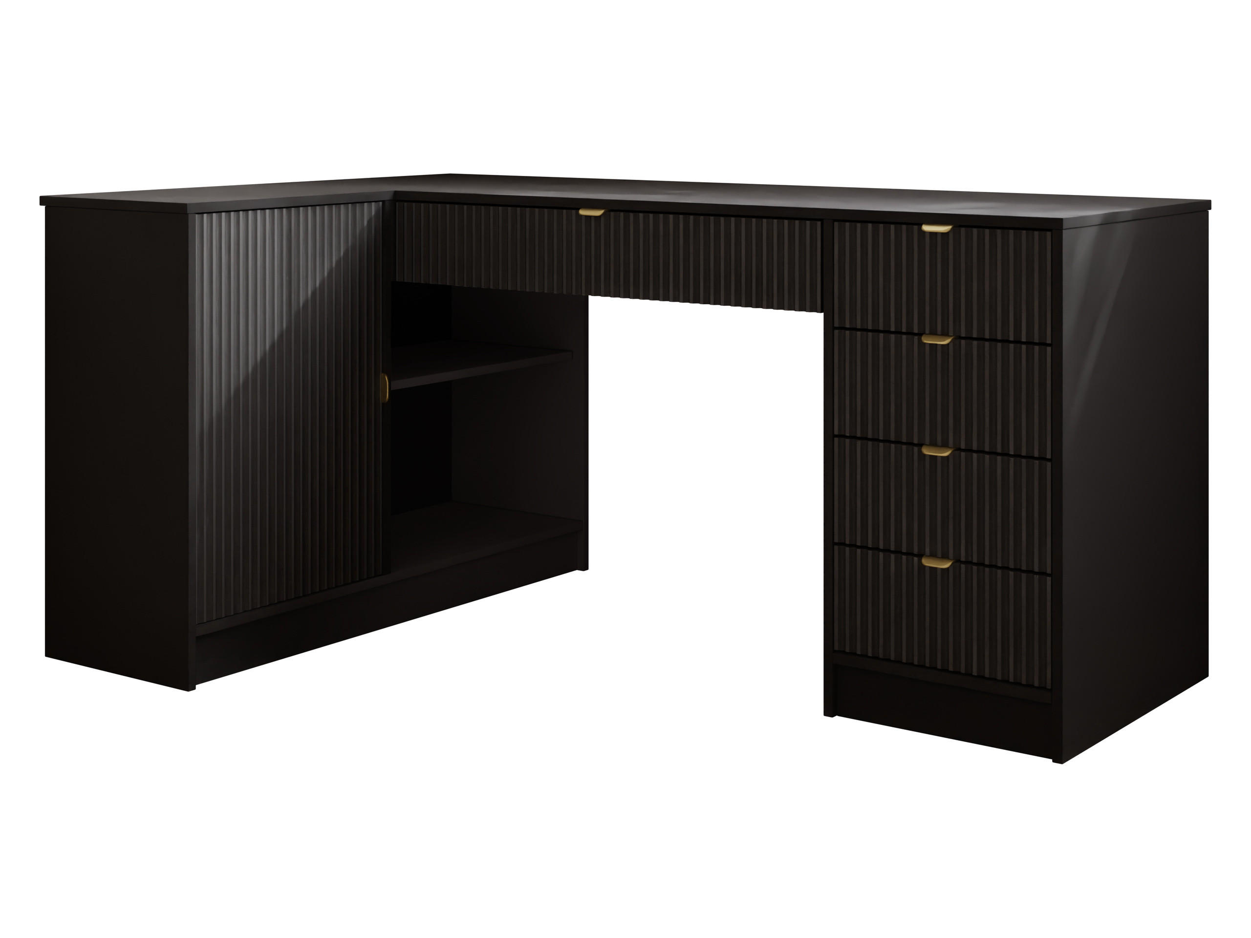 Mirjan24 Eckschreibtisch Schwarz 158x76x98 cm