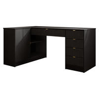 ECKSCHREIBTISCH Tireno - Schwarz, Holzwerkstoff/Kunststoff (98/158/76cm) - MIRJAN24