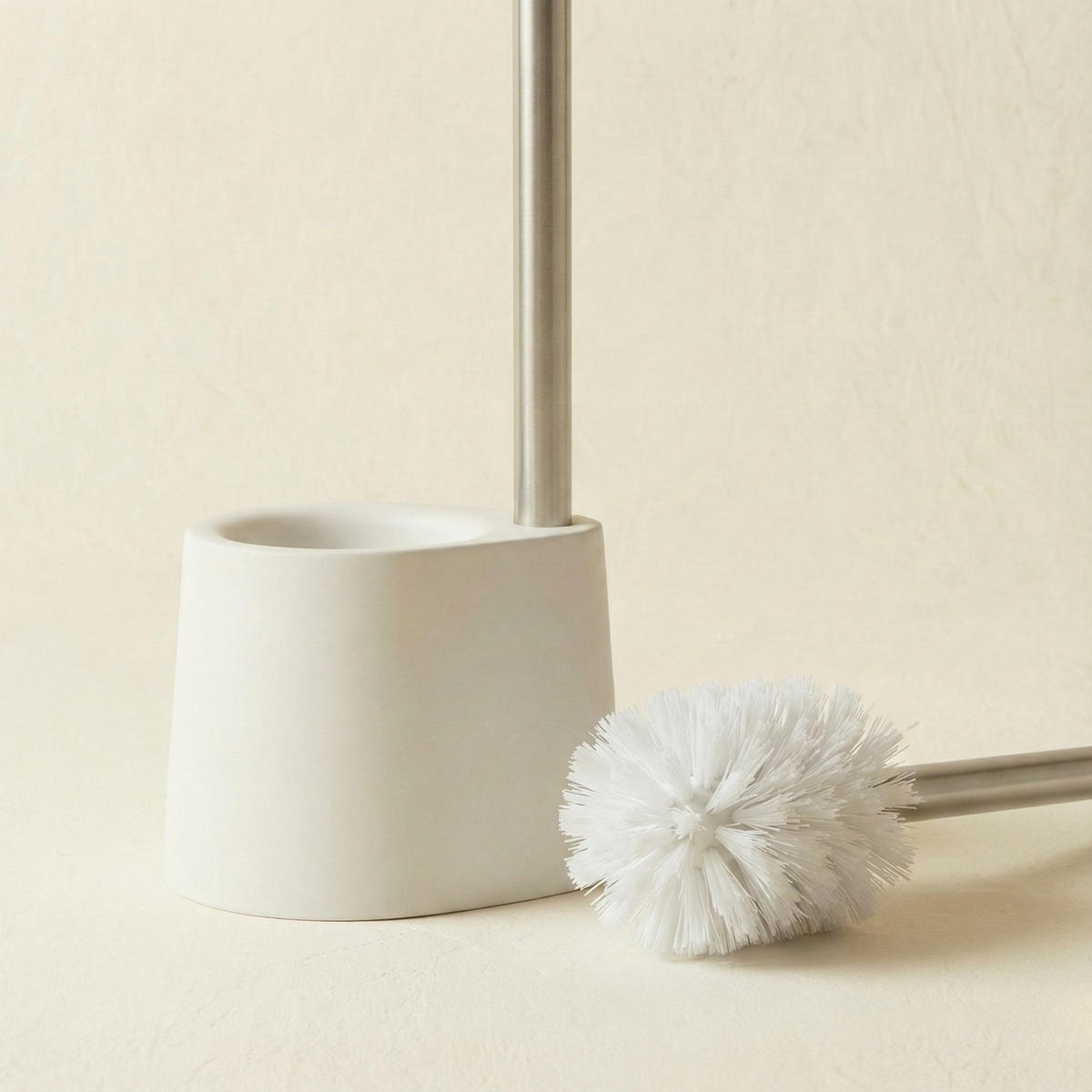 PAPIERSTÄNDER STILK mit Bürstenbehälter - Silberfarben, Metall (16/63/13cm)