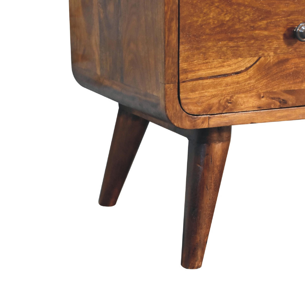 KOMMODE Stella, 2 über 3 Schubladen, Nordische Beine, Braun - Messingfarben/Braun, Holz/Metall (70/98/35cm) - Artisan Furniture