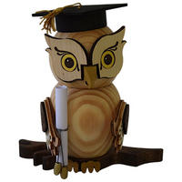 RÄUCHERFIGUR Eule Bachelor 15 cm - Multicolor, Holz (10/15/10cm)