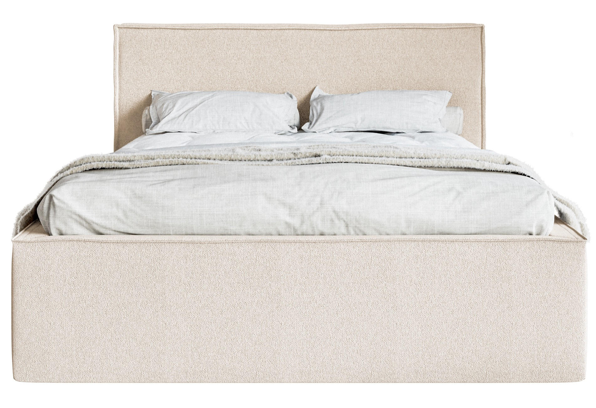 POLSTERBETT LUCERA Hellbeige 180x200 cm - Ecru/Schwarz, Holz/Textil (180/200cm) - Selsey