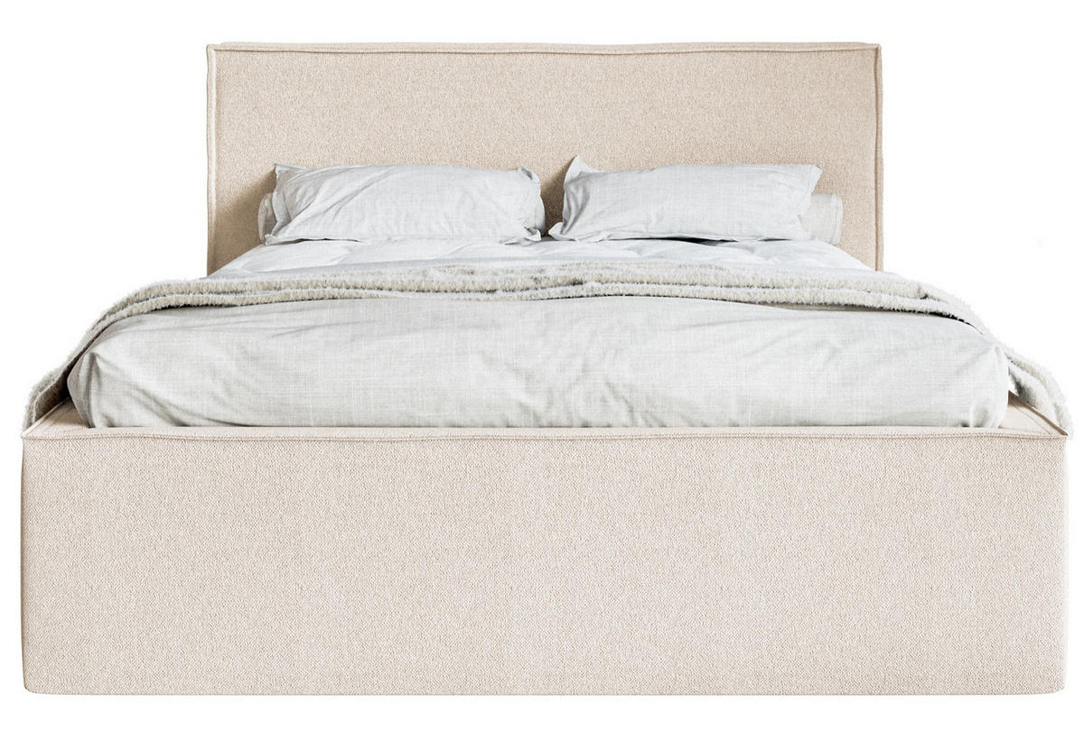 POLSTERBETT LUCERA Hellbeige 160x200 cm - Ecru/Schwarz, Holz/Textil (160/200cm) - Selsey