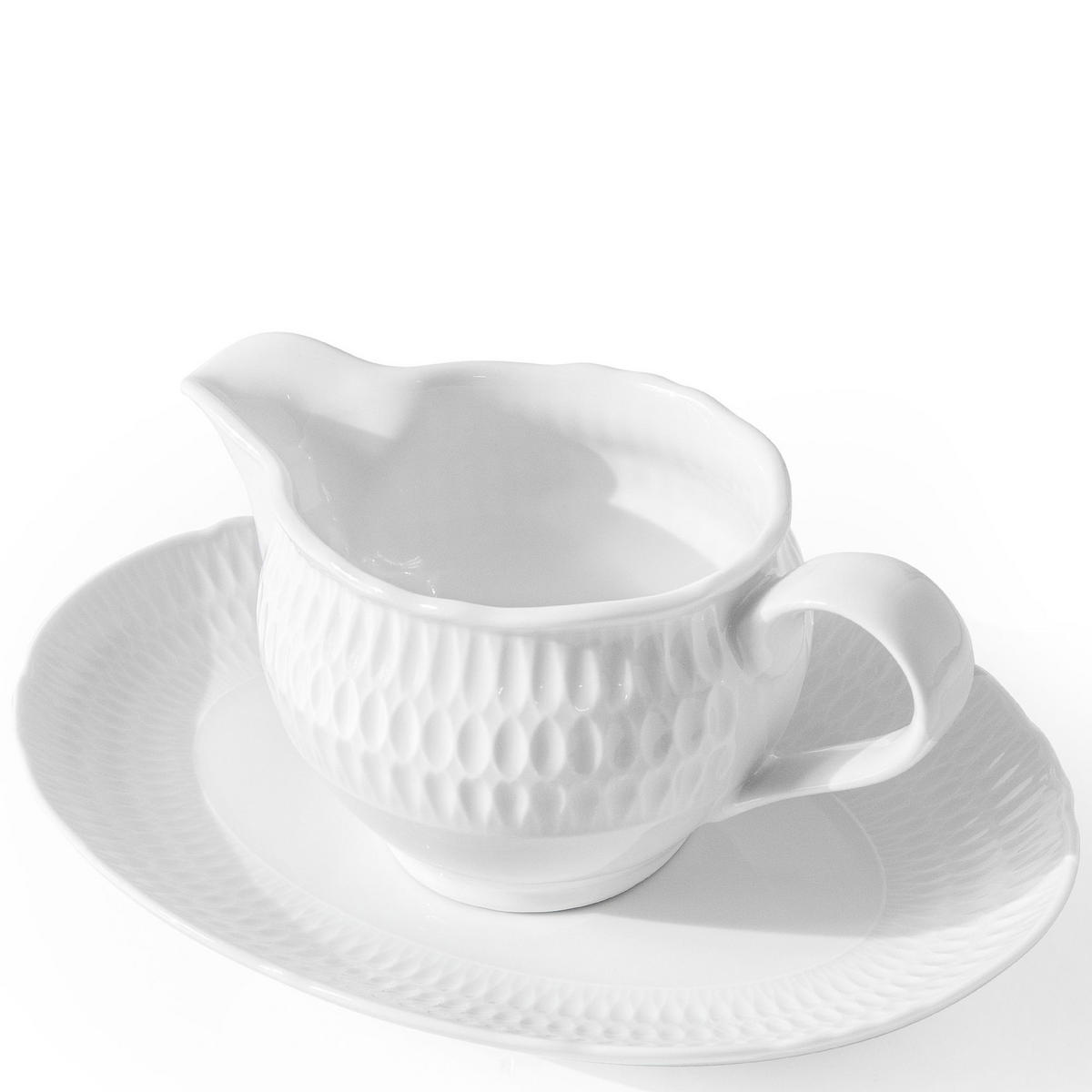 SAUCIERE MIT UNTERTASSE CMIELOW SOFIA aus Porzellan - Weiß, Keramik (17.5/18/9cm) - KONSIMO®