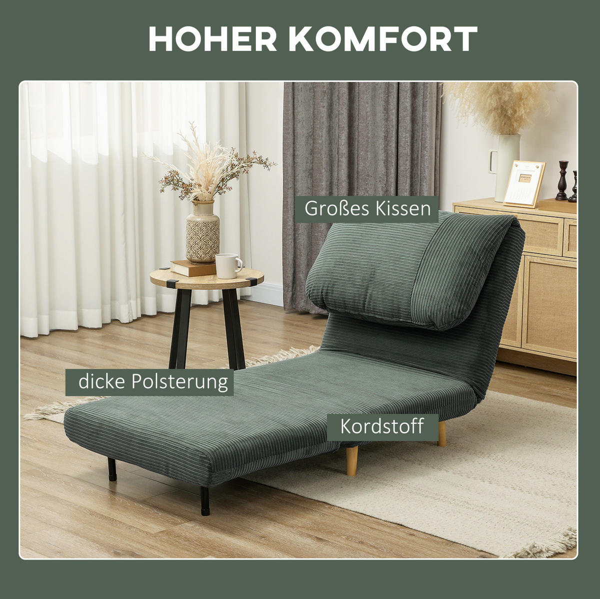 SCHLAFSESSEL 82/89/83 cm grün aus Polyester mit Schlaffunktion - Grün, Textil (89/83/82cm) - OKWISH