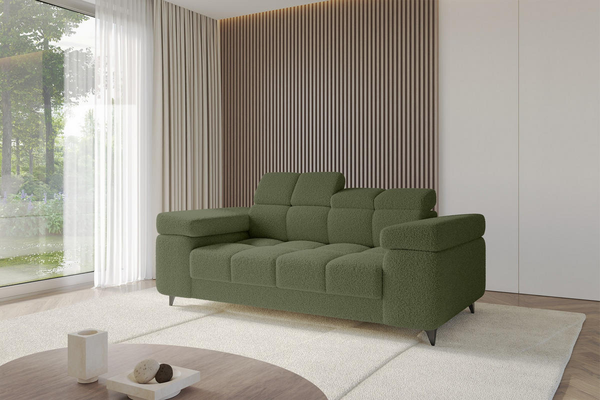 SOFA 2-Sitzer LORD-S1 194x97x90 cm Grün Bouclé - Grün, Holzwerkstoff/Textil (194/90/97cm) - ALTDECOR