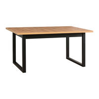 ESSTISCH Ikon 3 - Birkefarben/Schwarz, Holz/Metall (80/140/78cm) - Leaf Design