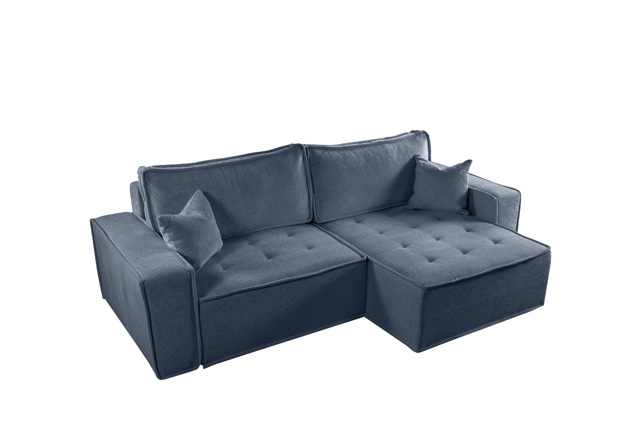 ECKSOFA Schlafsofa Flosi In Raven - Blau, Holzwerkstoff/Textil (248/140cm) - Fun Möbel