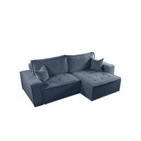 ECKSOFA Schlafsofa Flosi In Raven - Blau, Holzwerkstoff/Textil (248/140cm) - Fun Möbel