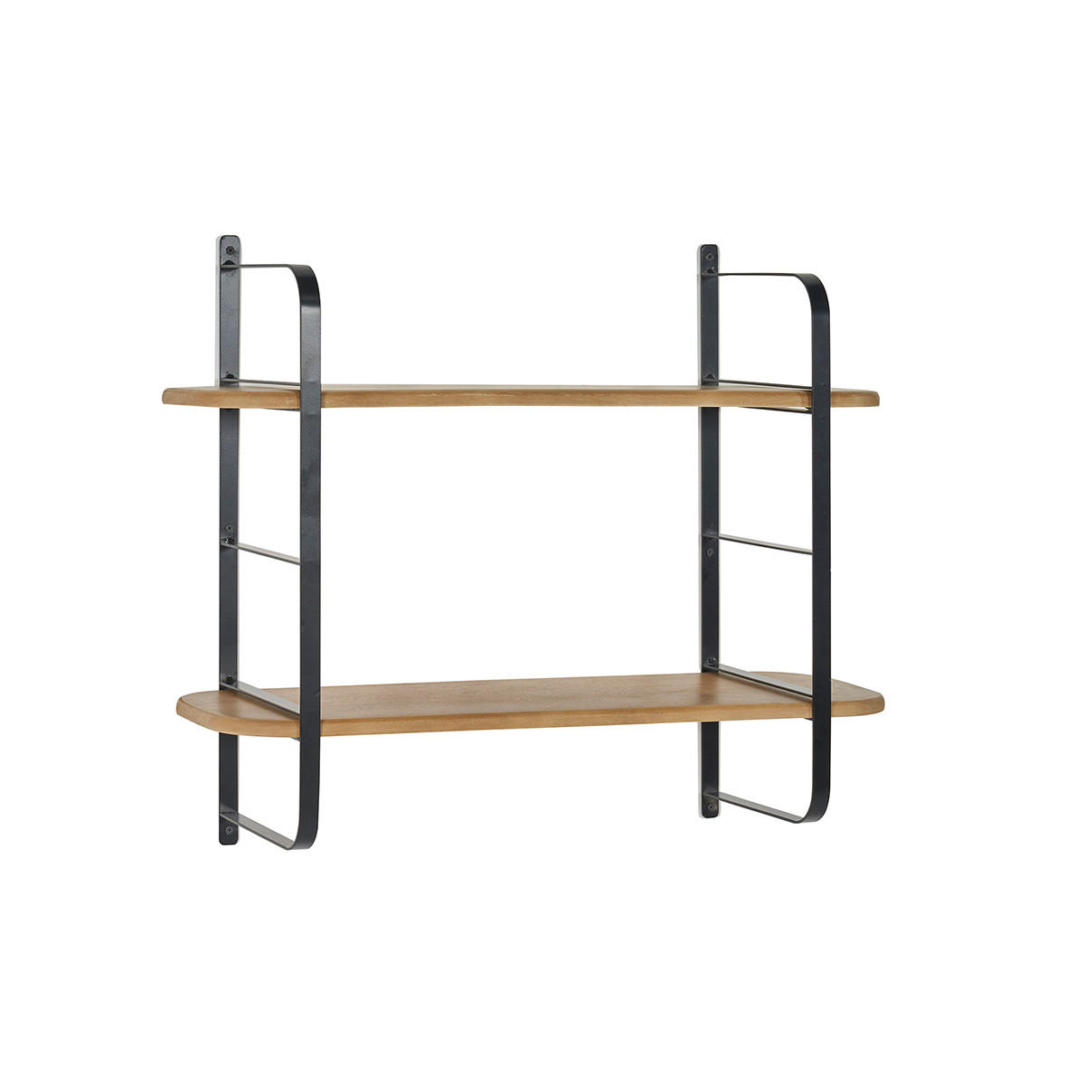 WANDREGAL Massives Mangoholz Schwarzes Metall B70 cm AKINA - Eiche Bianco, Holz (25/60/70cm) - Miliboo