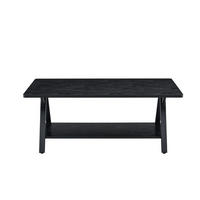 KONFERENČNÍ stolek z MDF a kovu, 110/57/44,5 cm černý, s úložnou policí - černá, kompozitní dřevo (110/57/44.5cm) - BEAOK
