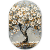 WANDBILD Baum - Gold - Blumen - Abstrakt - Kunst 60x90 cm - Goldfarben, Kunststoff (60/90cm) - MuchoWow