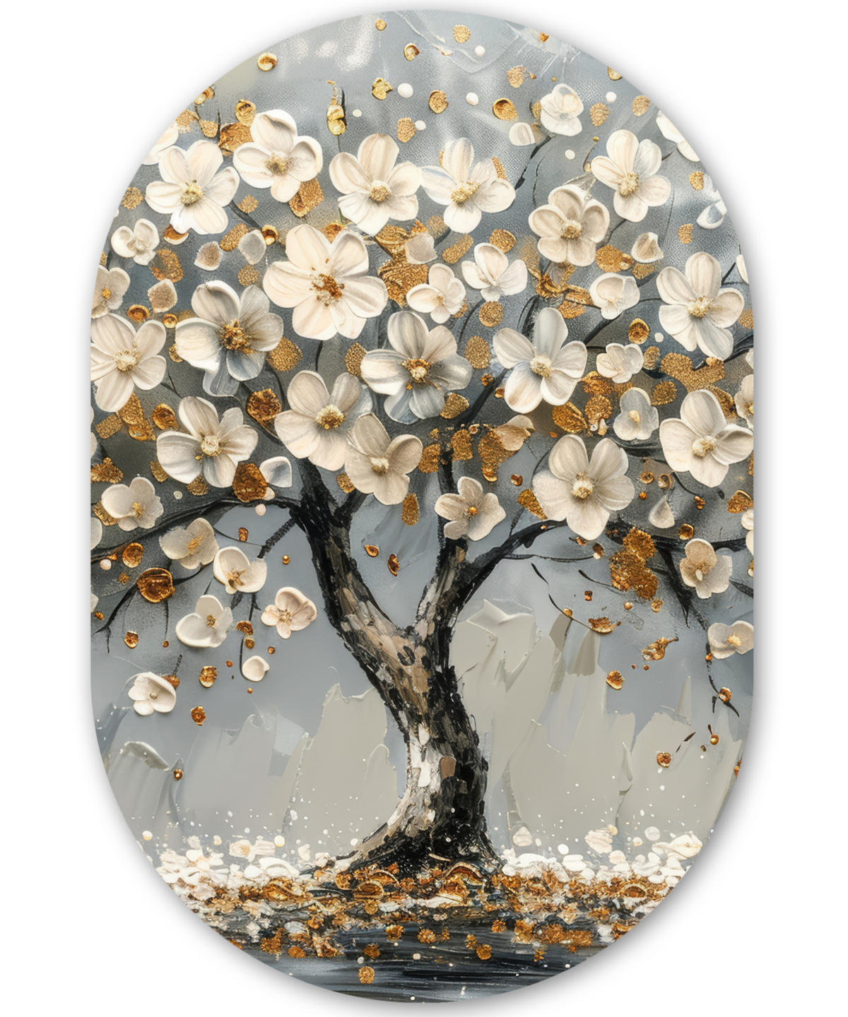 WANDBILD Baum - Gold - Blumen - Abstrakt - Kunst 60x90 cm - Goldfarben, Kunststoff (60/90cm) - MuchoWow