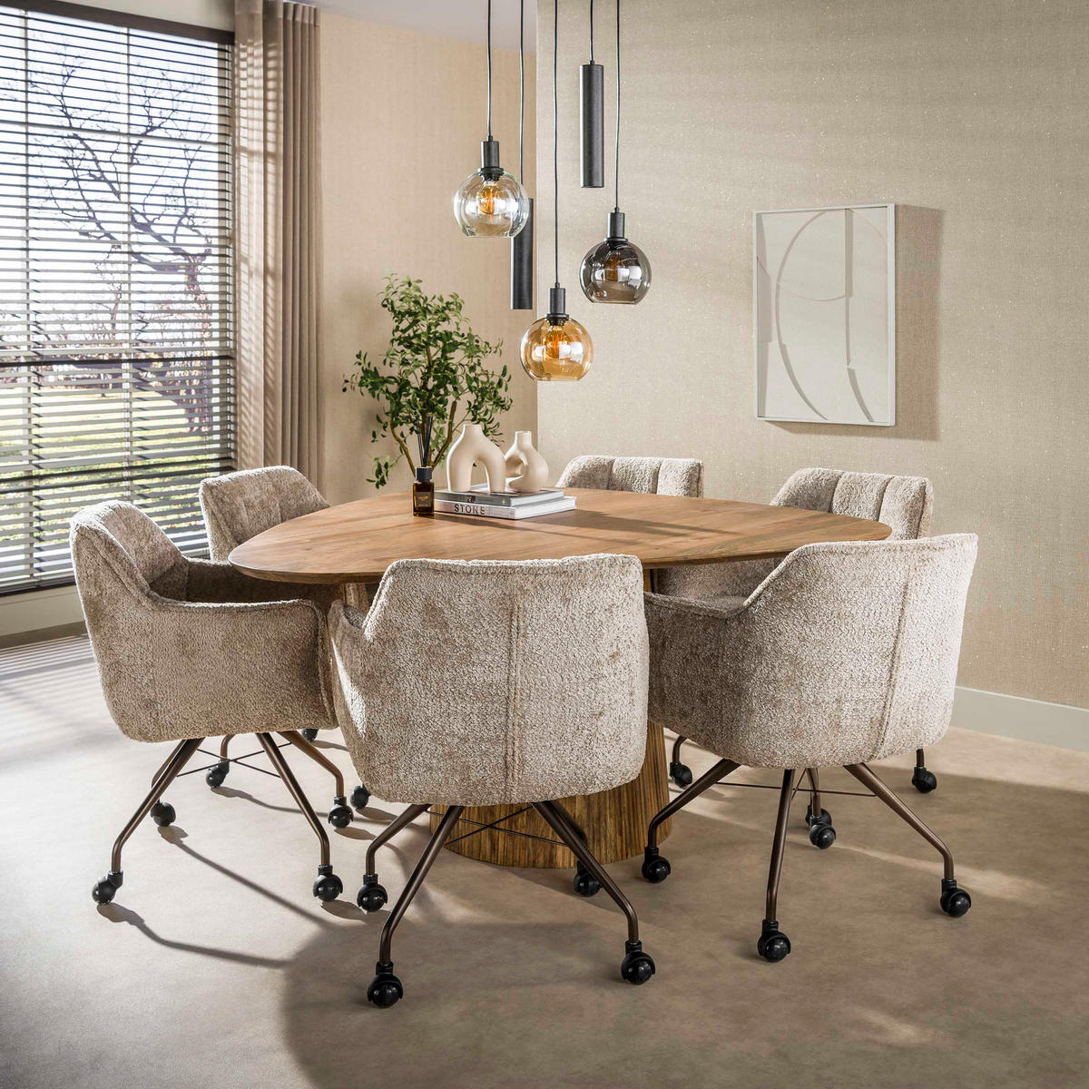 ESSZIMMERTISCH Wave Beige 150/150/77 cm - Beige, Holz (150/150/77cm) - Hoyz Collection