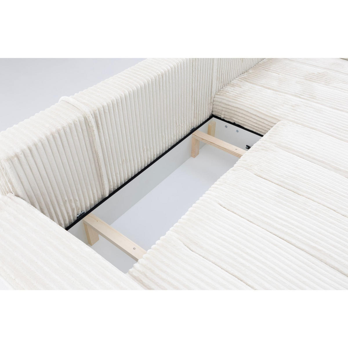 ECKSOFA PIANO L Rechts mit Schlaffunktion 137x234 Cord Creme - Silberfarben/Creme, Holz/Textil (178/278cm) - Muffo