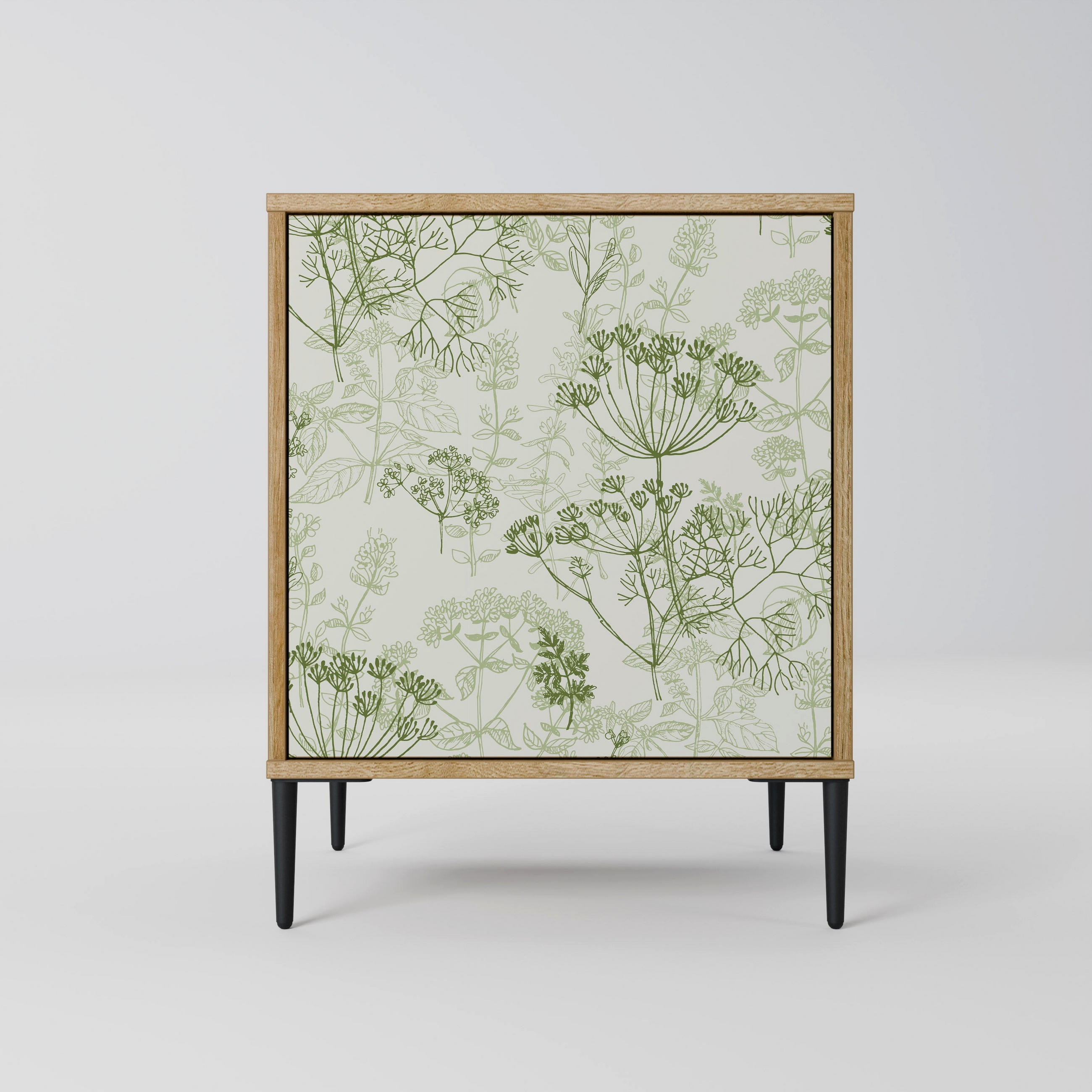 SIDEBOARD FENNEL BALDACHIN, Eichefarben, 57,5x42x72,5 cm, Schwarze Metallfüße - Eichefarben/Multicolor, Holzwerkstoff/Metall (57.5/72.5/42cm) - SpaceRebels