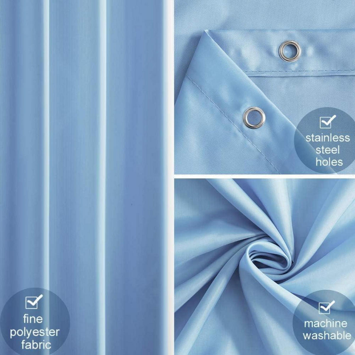 DUSCHVORHANG Hellblau 275 x 180 cm - Hellblau, Textil (275/180cm)