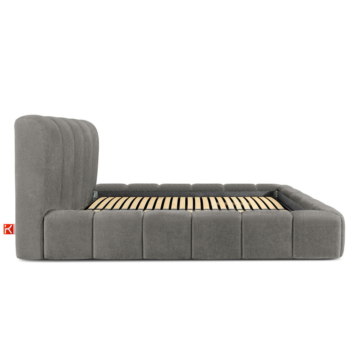 POLSTERBETT MERIDE Chenille, Dunkelgrau - Dunkelgrau/Schwarz, Holz/Textil (160/200cm) - KONSIMO®