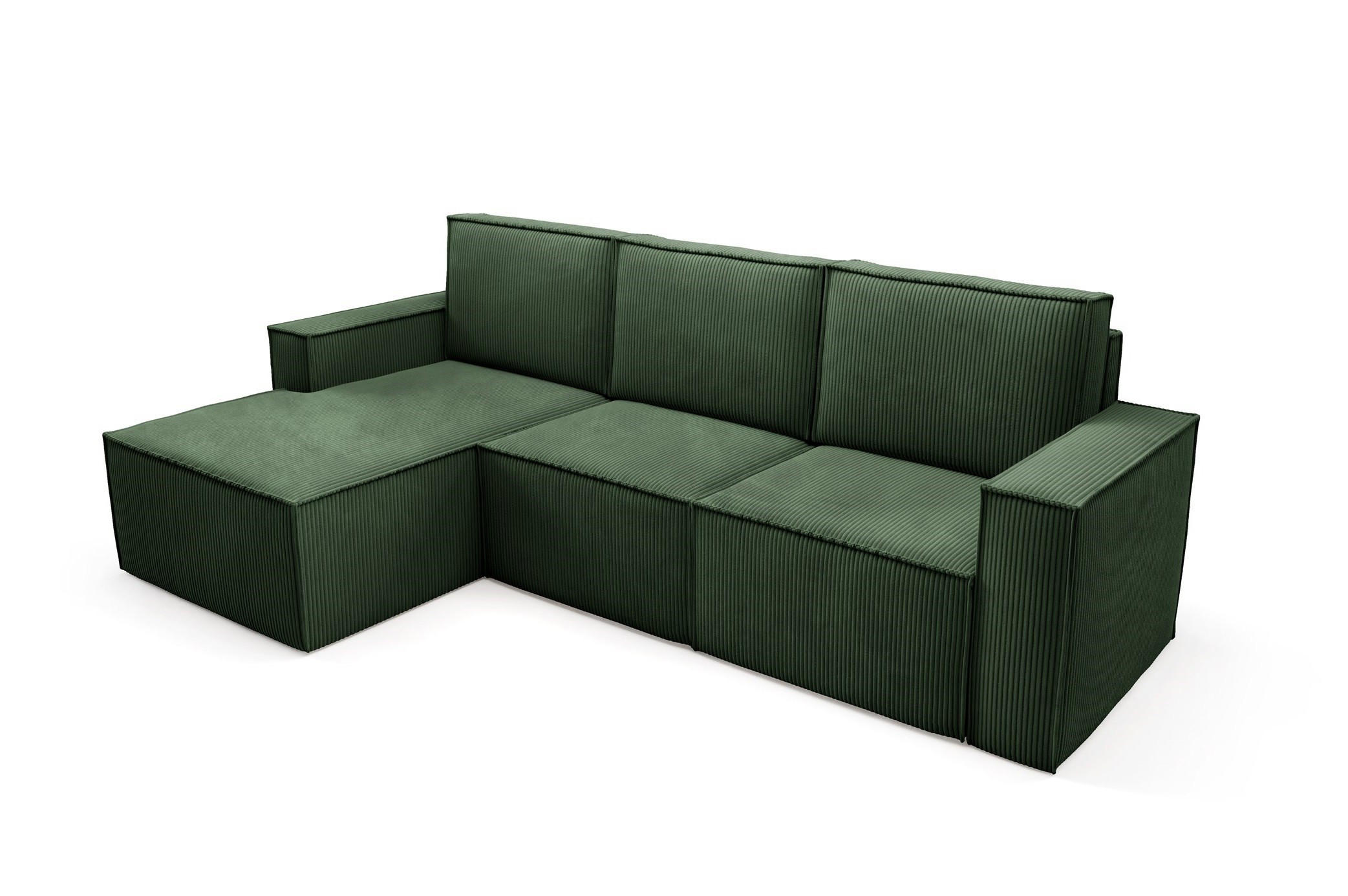 ECKSOFA Orto Grün, Dreisitzer Kordecksofa rechte seite - Grün, Holzwerkstoff/Textil (180/142cm) - Bettso