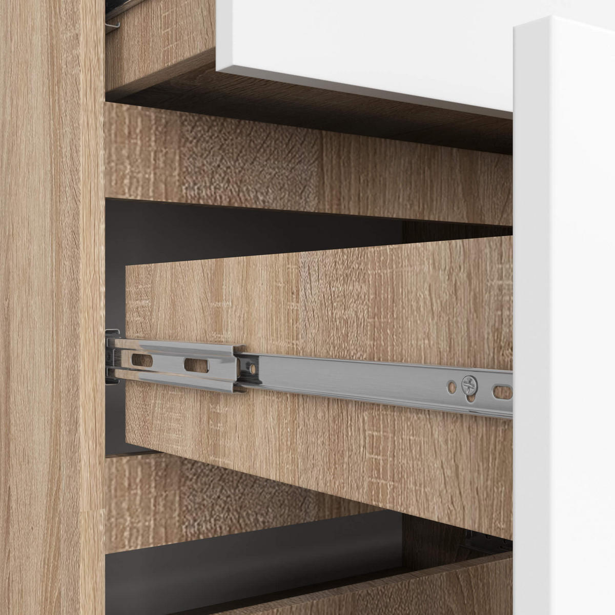 KOMMODE Eiche Sonoma, Weiß 121/120/40 - Weiß, Holzwerkstoff (120/121/40cm) - RAUMHIRSCH FURNITURE