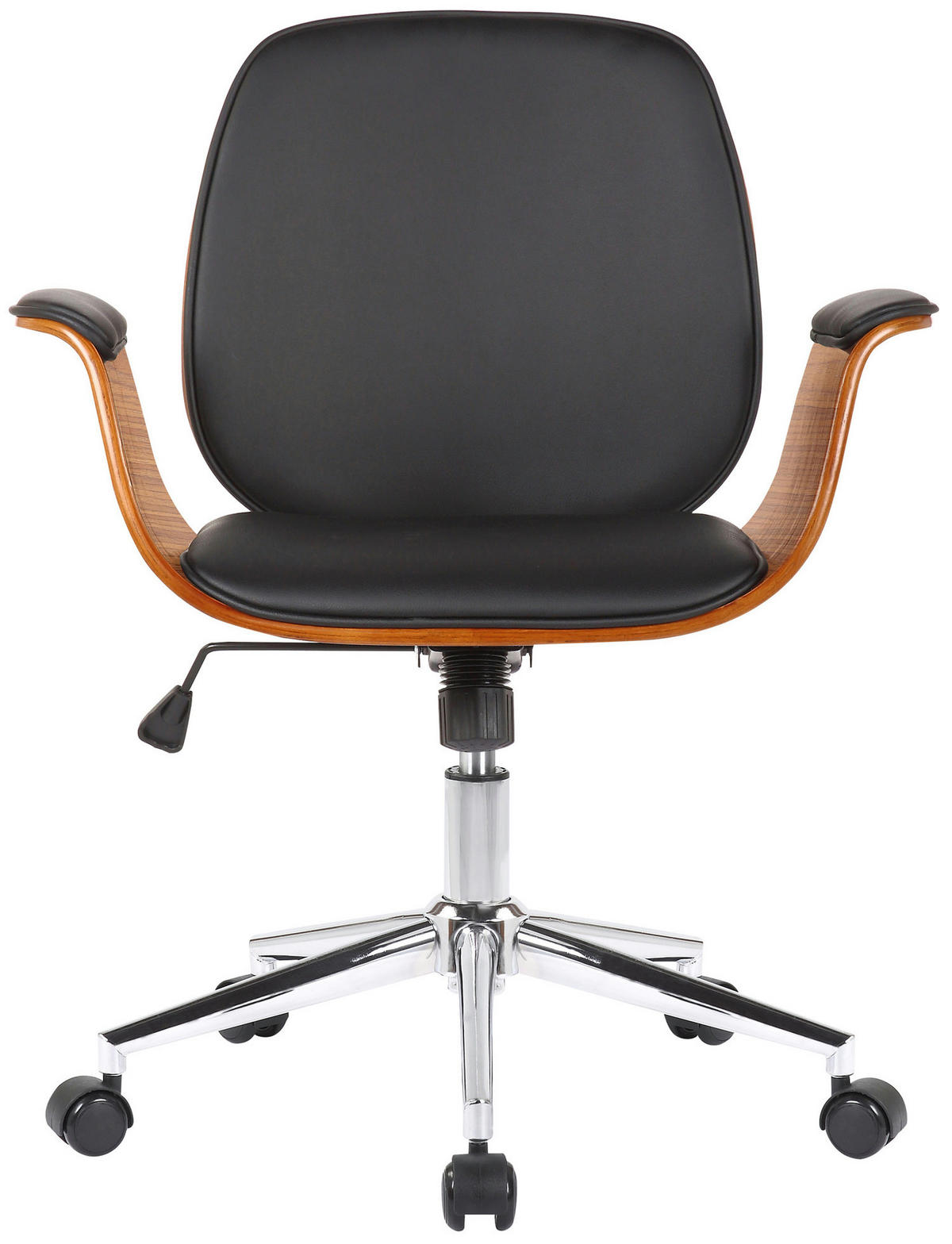 BÜROSTUHL Keegan, Kunstleder Walnuss/Schwarz - Schwarz, Textil/Metall (69/90/62cm) - TPFLiving