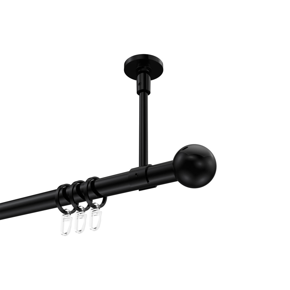 GARDINENSTANGE Sonette Luino 540 cm (geteilt in 3 x 180 cm), 1-läufig, 20 mm Ø Schwarz - Schwarz, Metall (540cm) - INTERDECO