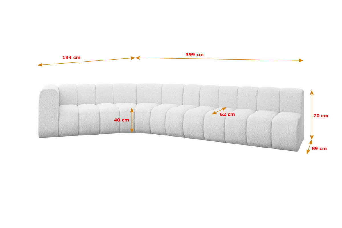 ECKSOFA modulares Sofa Karex-L2 - 399x194x70 cm Weiß - Weiß, Holzwerkstoff/Textil (399/194cm) - ALTDECOR