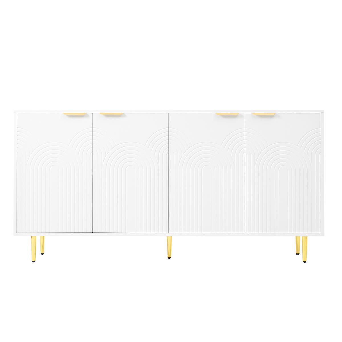 SIDEBOARD Modern mit Strukturfront, 160/40*80cm - Weiß, Holzwerkstoff (160/80/40cm) - Urban Meuble