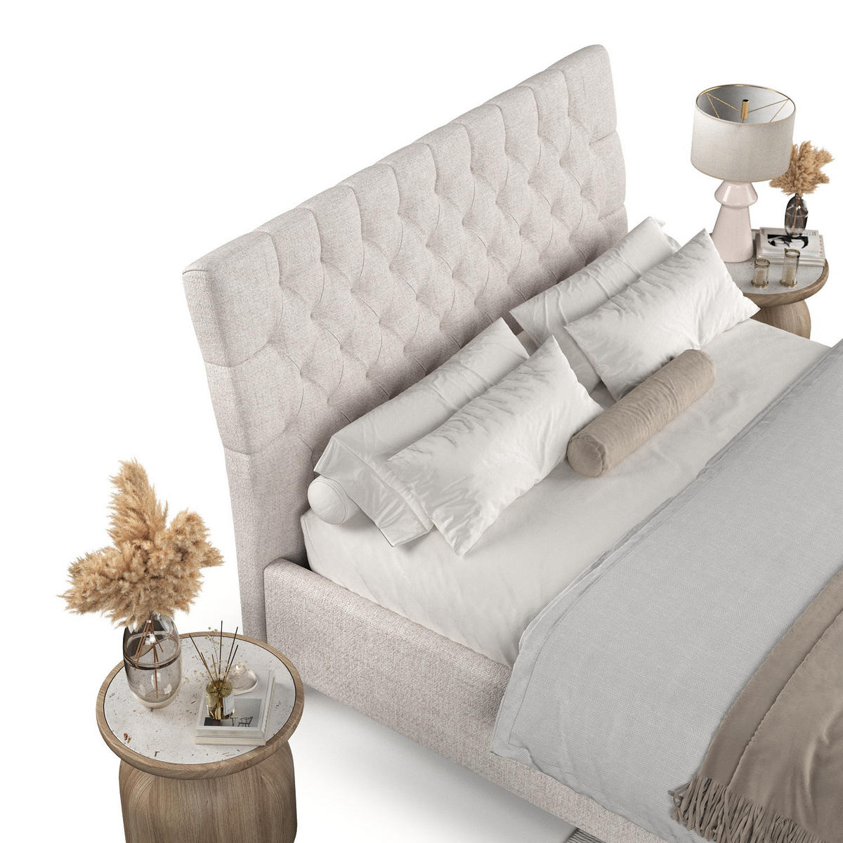 POLSTERBETT Lira 180/200 cm Hellbeige im Neve Stoff - Sandfarben/Naturfarben, Holz/Holzwerkstoff (180/200cm) - AltaBeds