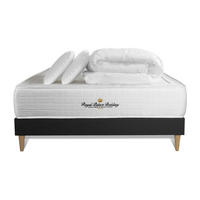 BETT Windsor Taschenfederkern und Memory-Schaum 180 x 200 cm h1 - Kit Bettgestell Schwarz - Mit Kissen und Bettdecke - Beige/Schwarz, Karton/Holz (180/200cm) - ROYAL PALACE BEDDING
