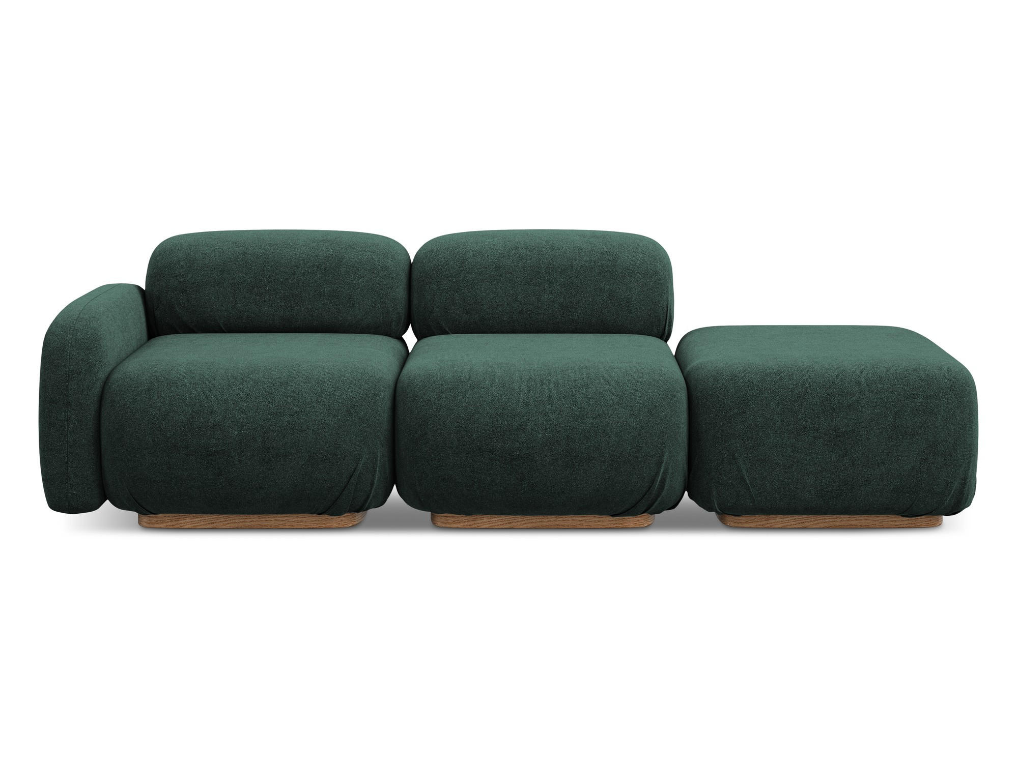 3-SITZER SOFA Bouclé Stoff Grün - Dunkelgrün/Braun, Holz/Textil (258/73/95cm) - Makamii