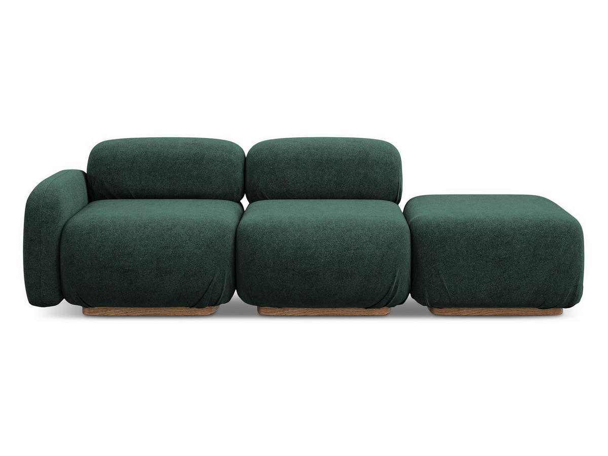 3-SITZER SOFA Bouclé Stoff Grün - Dunkelgrün/Braun, Holz/Textil (258/73/95cm) - Makamii