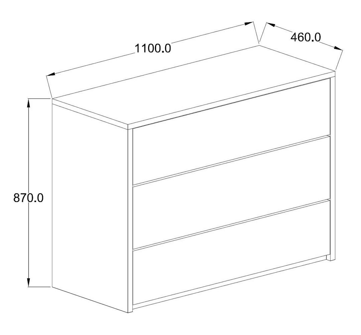 KOMMODE Italia weiß matt / weiß hochglanz 110 / 46 / 87cm - Weiß, Holz/Holzwerkstoff (110/87/46cm) - Feldmann-Wohnen